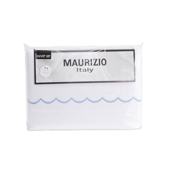 MAURIZIO ITALY White Made In Italy Scalloped Edge Duvet Set - Picture 1 of 1